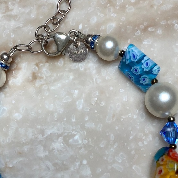 😍Emily Ray Millefiori Shades of Blue Bracelet 😍NWOT - Picture 6 of 7